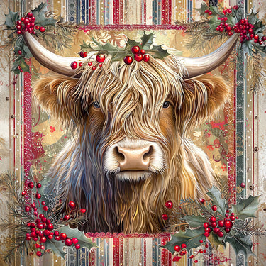 Christmas Highland Cow Sign, DCO-102186, Sign For Wreath, 10x10in Metal Sign